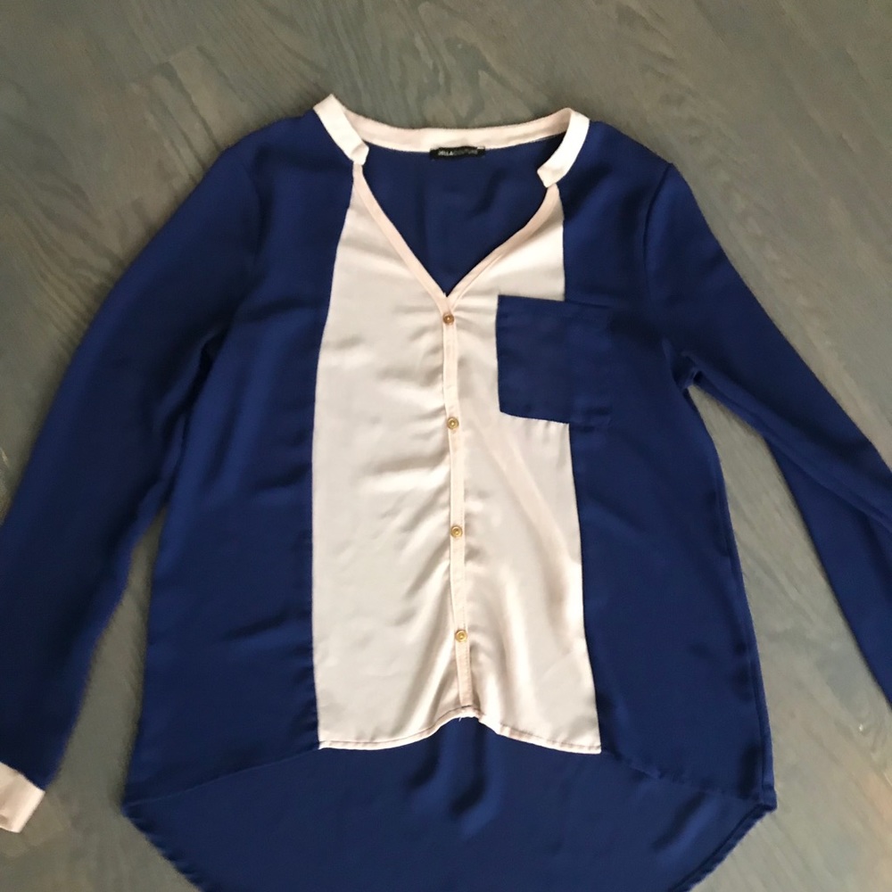 Jella Couture blue/pink blouse size sm